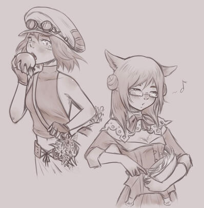 2x halfbody | monochrome sketch